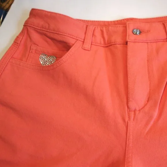 Quacker Factory Dream Jeannes Orange Pants size 6 NWT - Picture 4 of 7